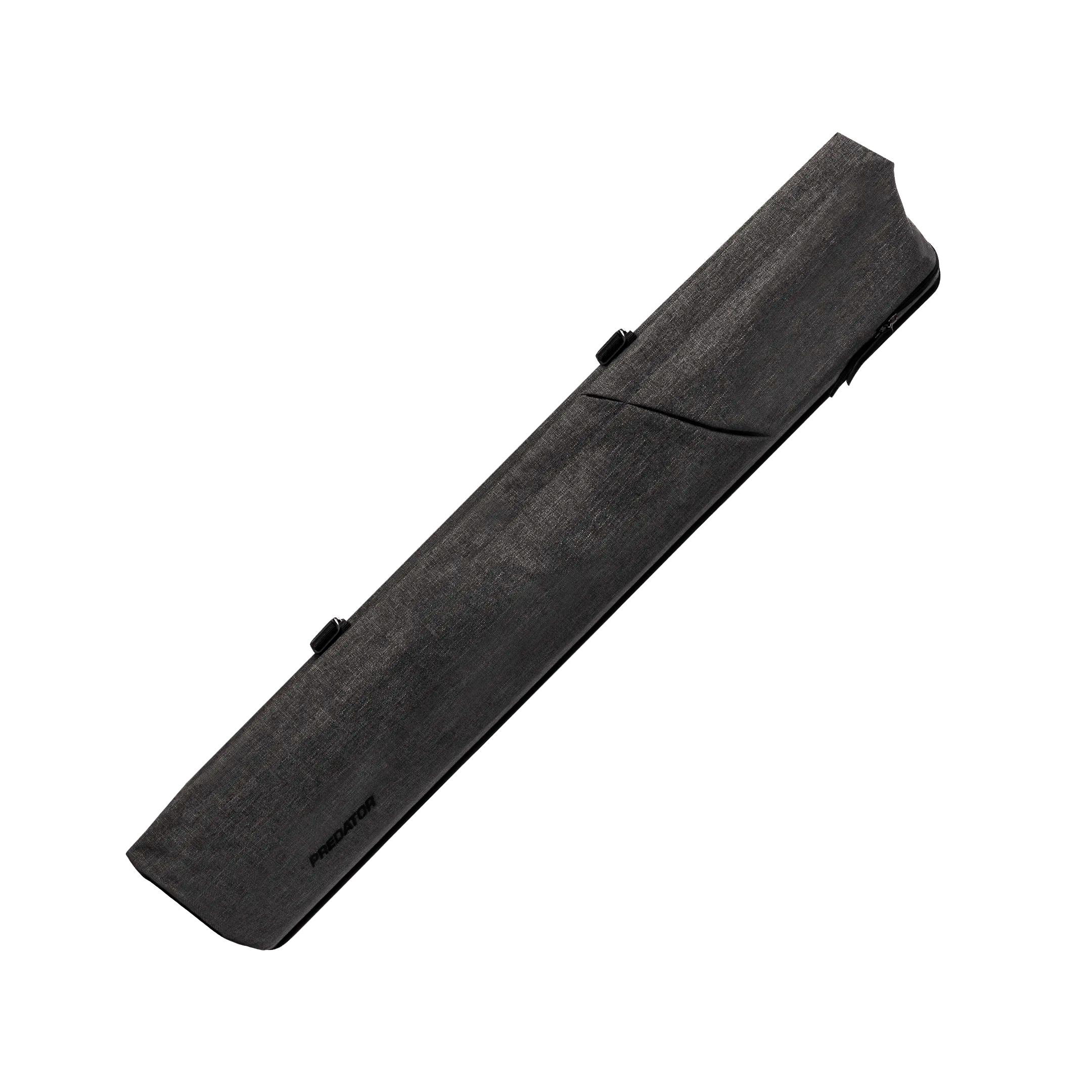 Dark grey rectangular pool cue case with black PREDATOR logo