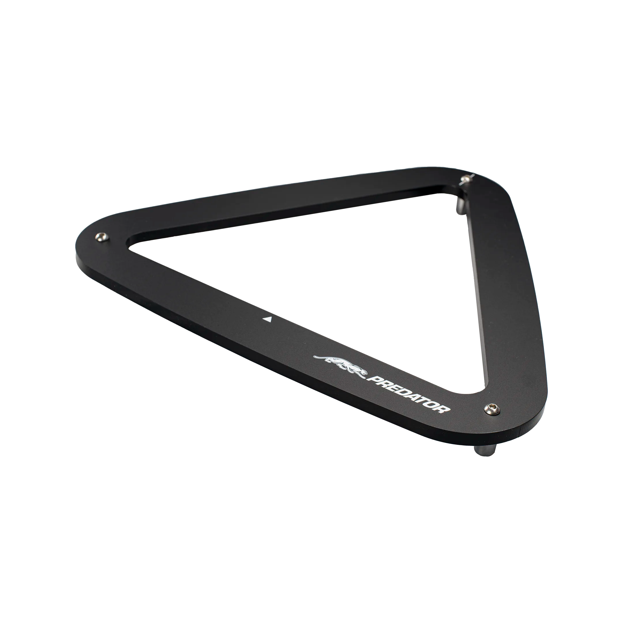 Black billiard triangle rack with 'Predator' branding on a white background.