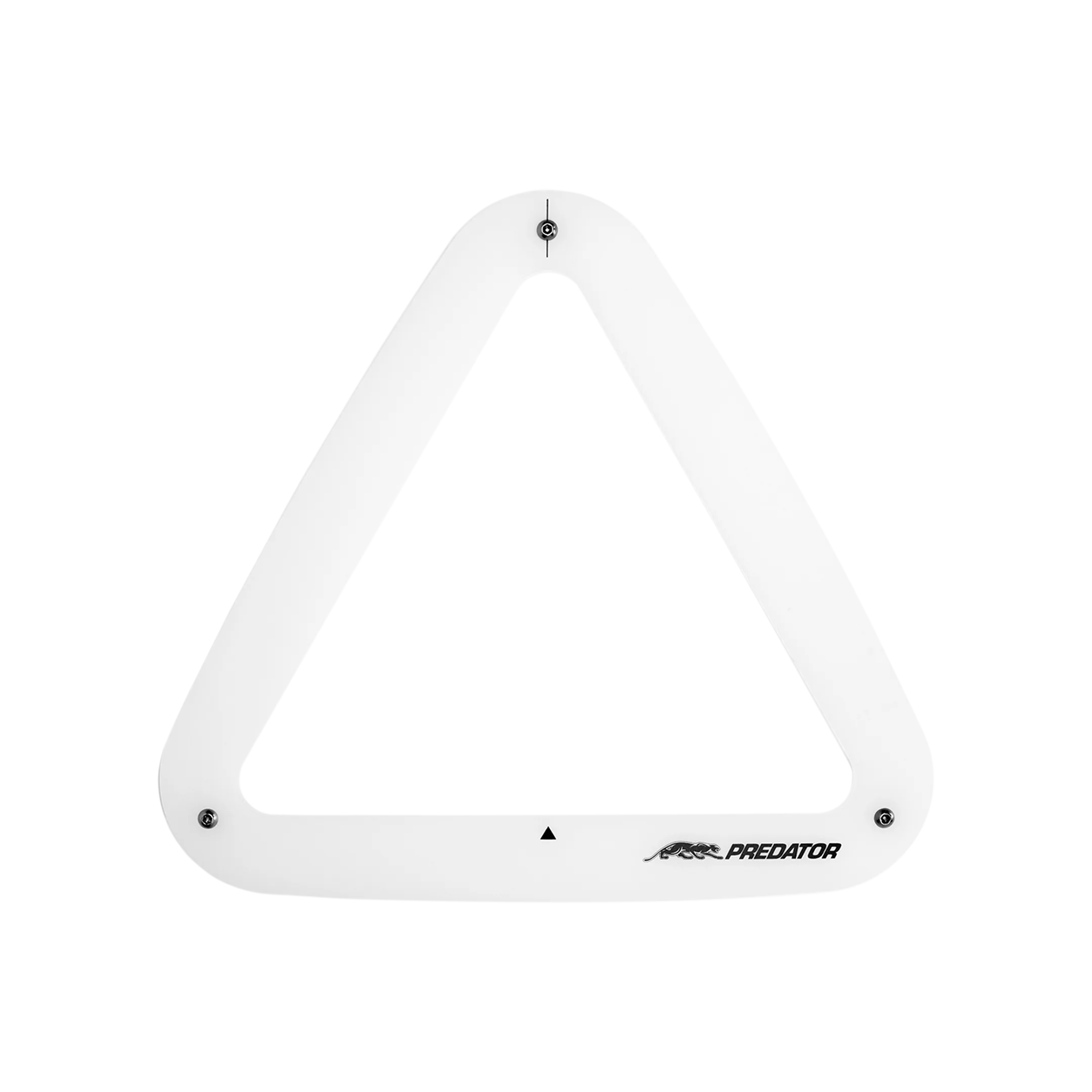 White triangle pool ball rack with 'Predator' branding on a white background.