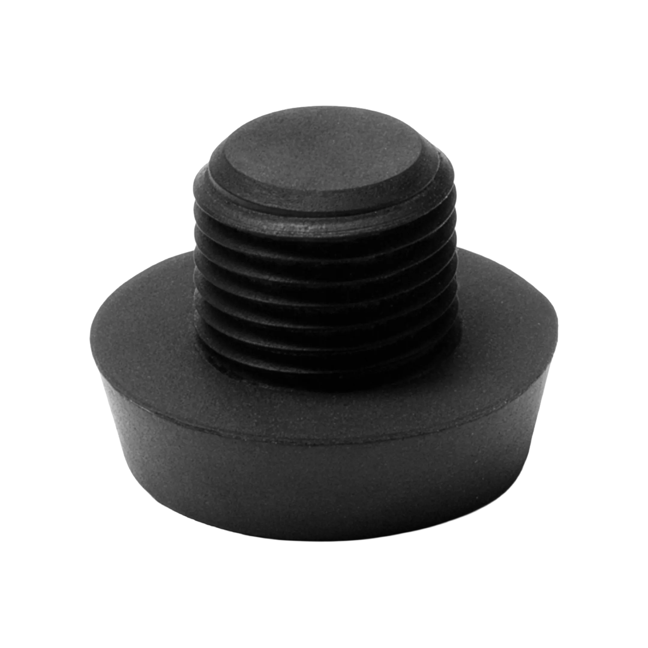 Black threaded rubber pool cue bumper on a white background.