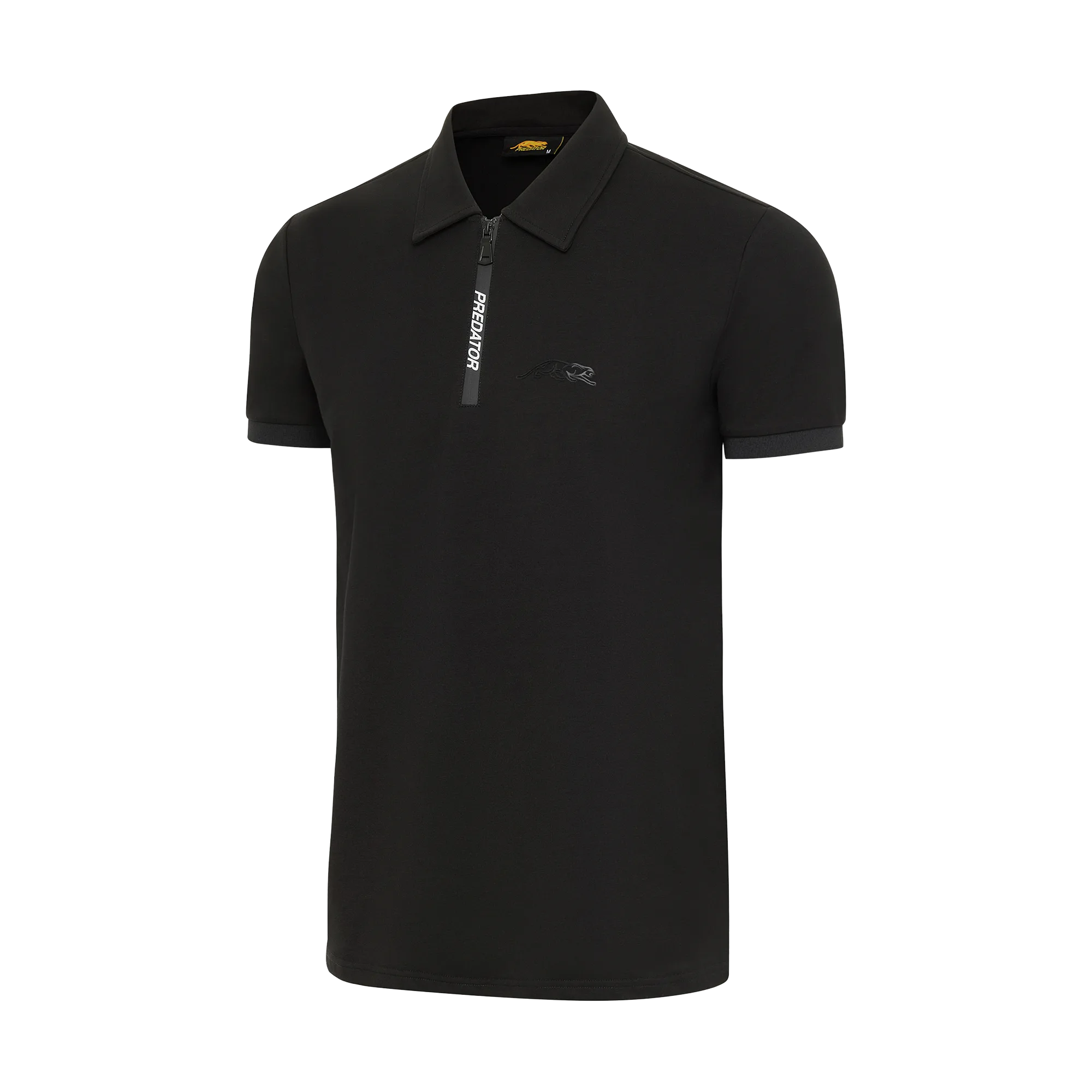 Black polo shirt with PREDATOR brand logo