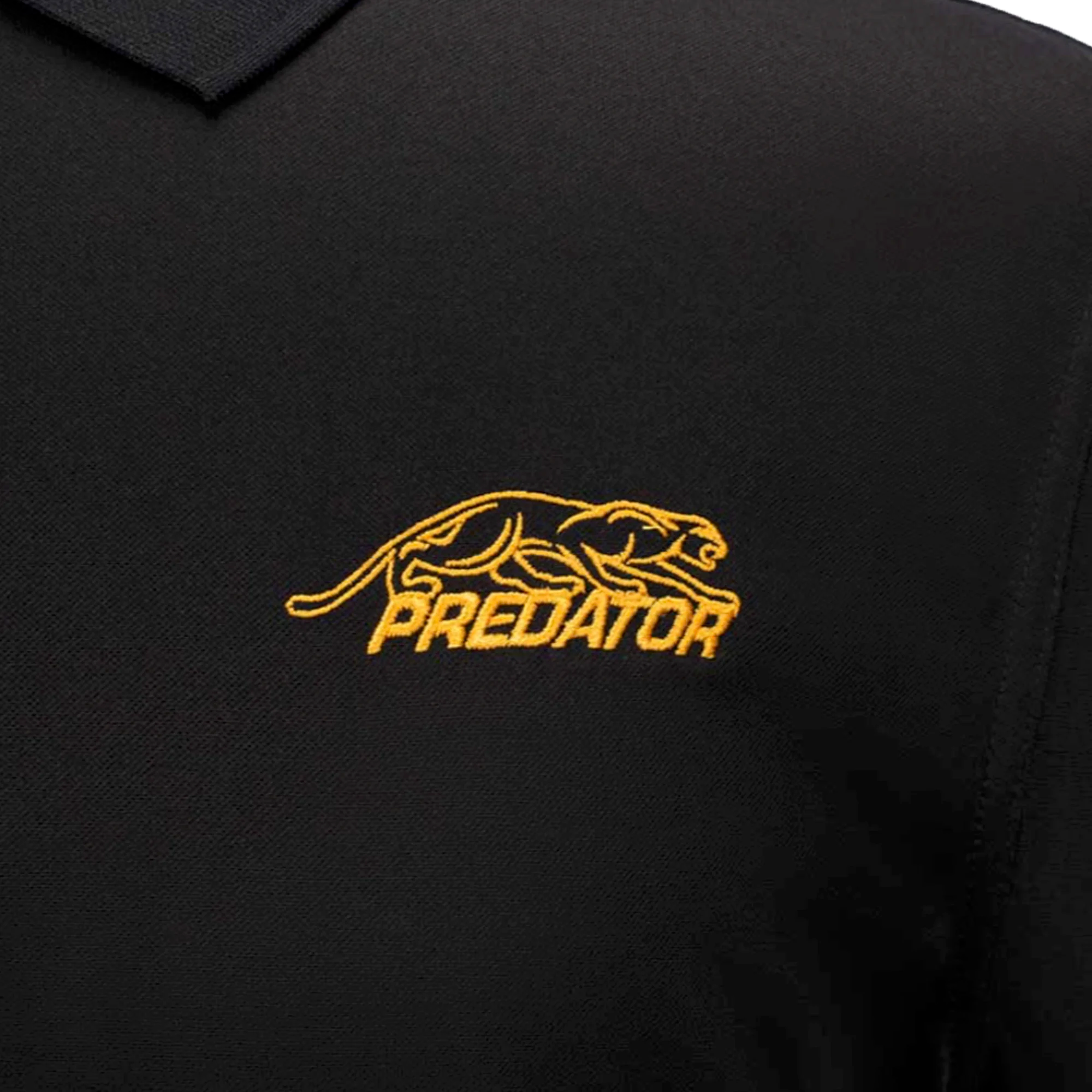 Black shirt with gold embroidered panther logo and 'PREDATOR' text.