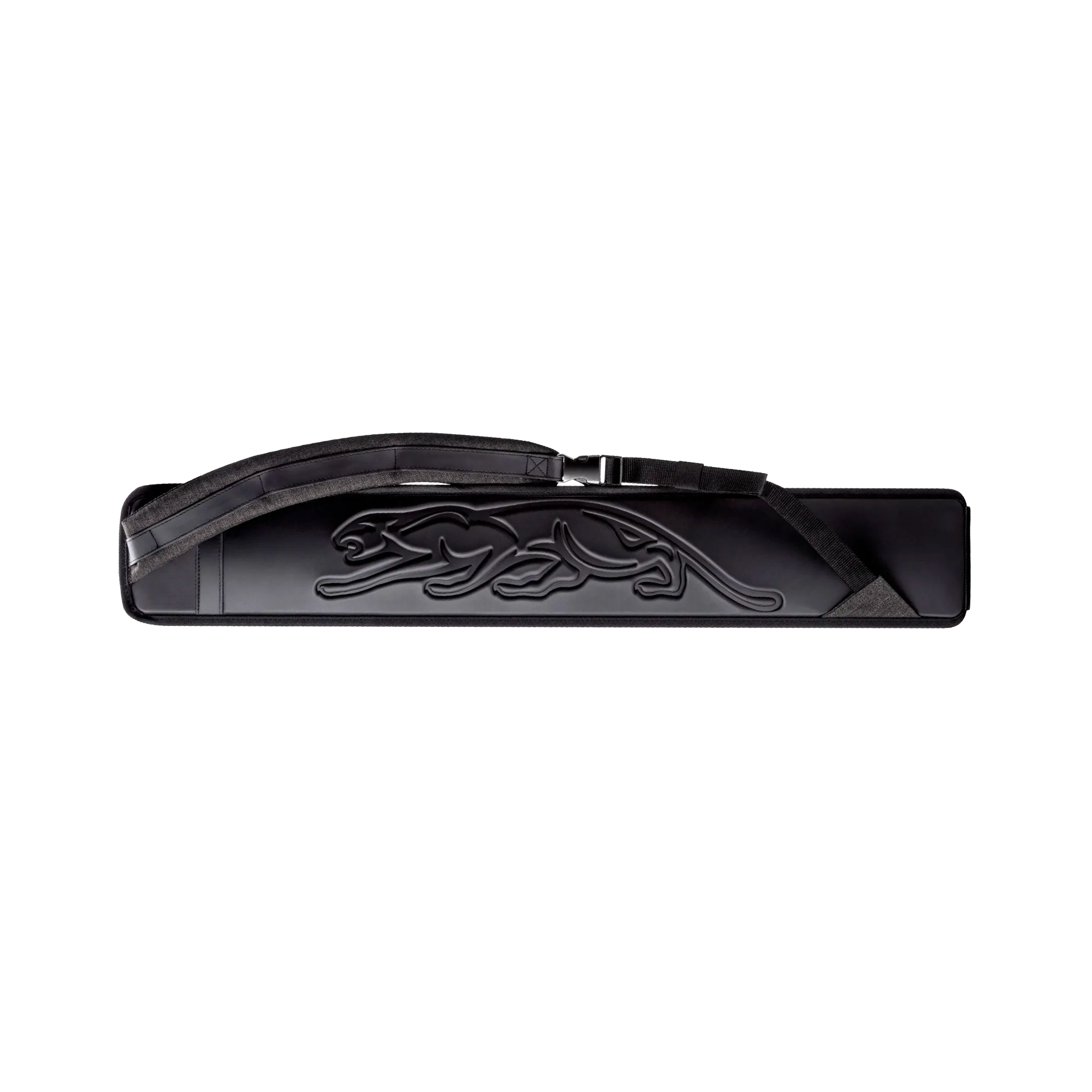 Rectangular pool cue case with black embossed Panther logo