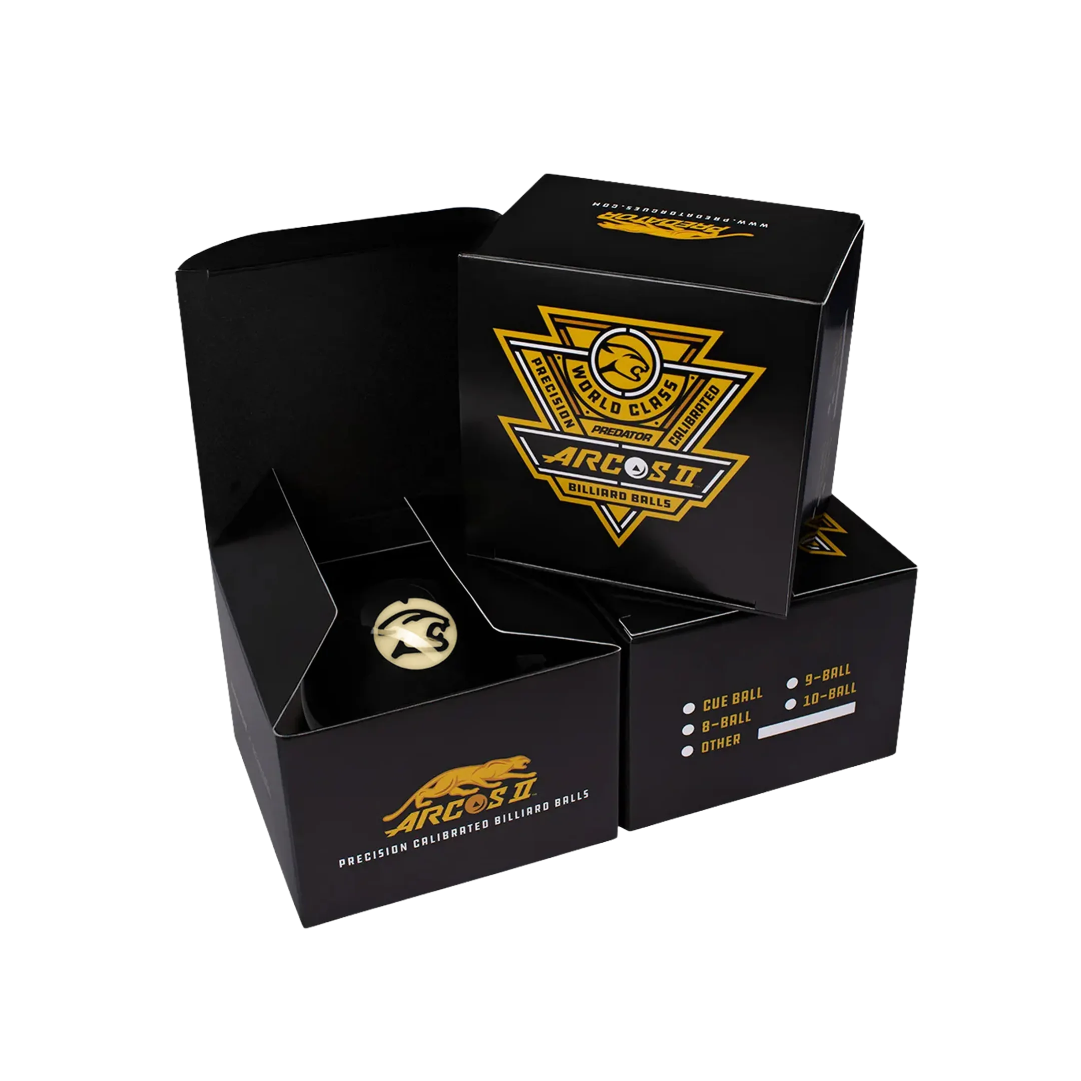 Black and gold packaging with 'Arcos II' branding
