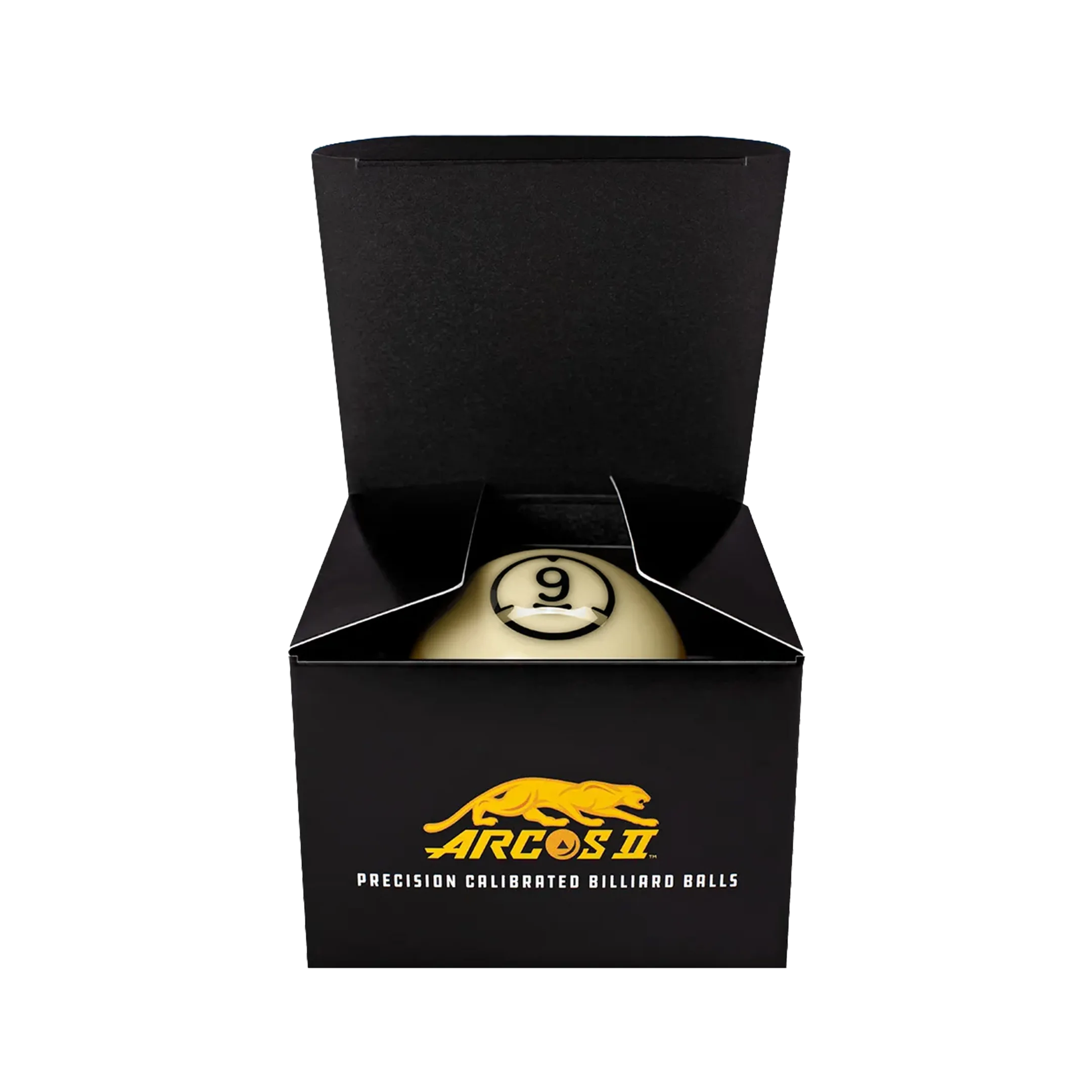 Billiard 9 ball in a black box with Arcos II branding.