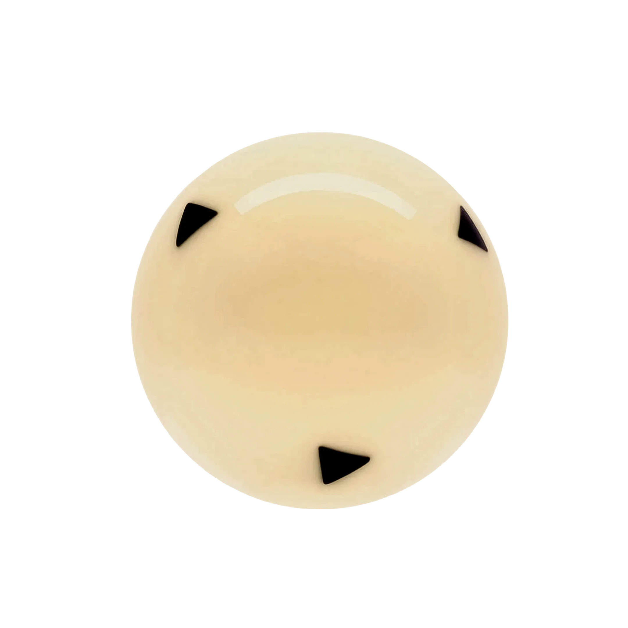 White cue ball with black triangles