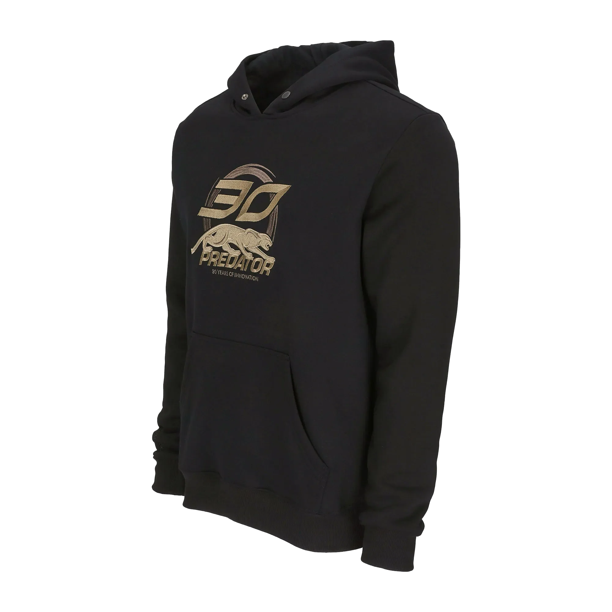 Black hoodie with light brown 30 Predator logo