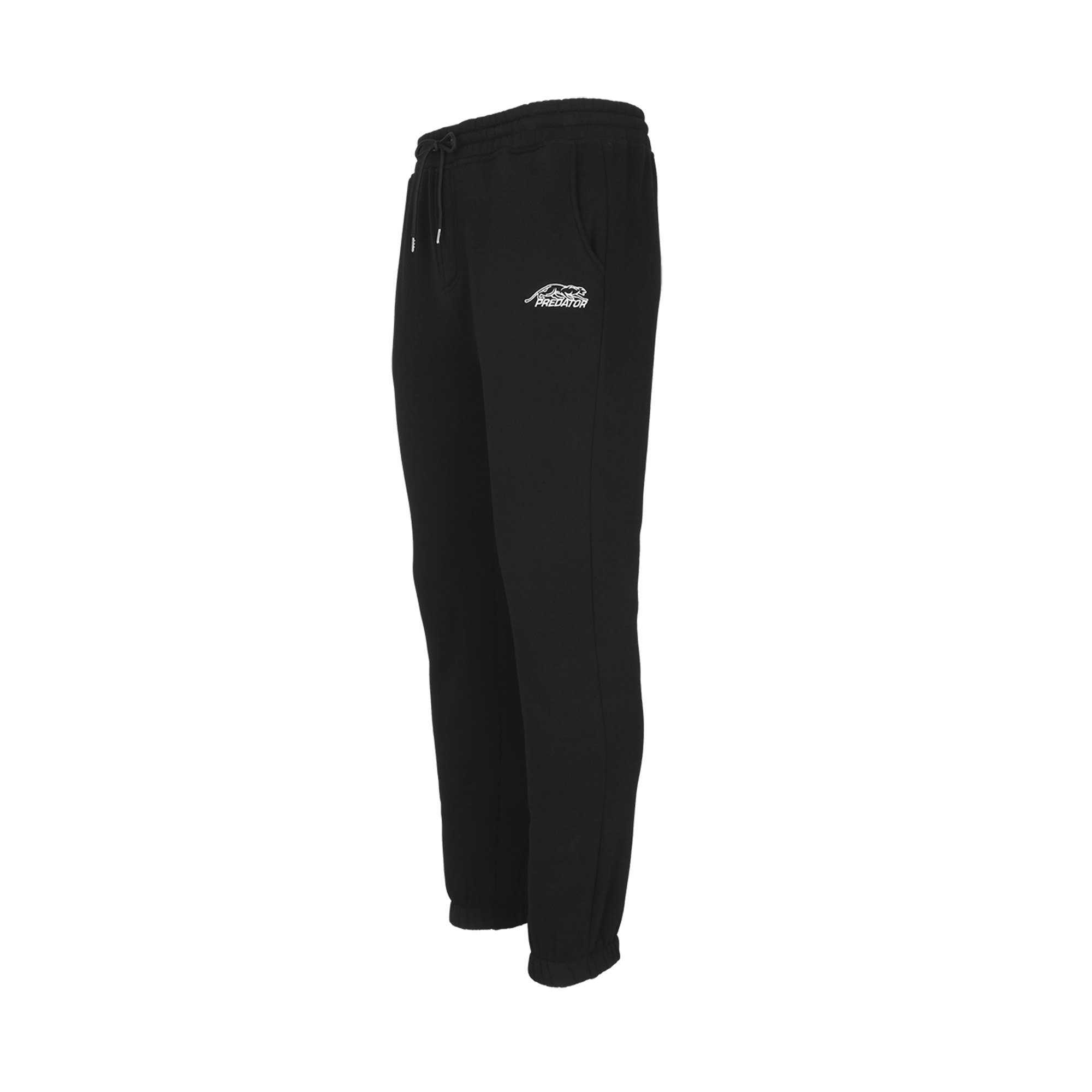 Black drawstring jogging pants with white Predator logo against a white background.