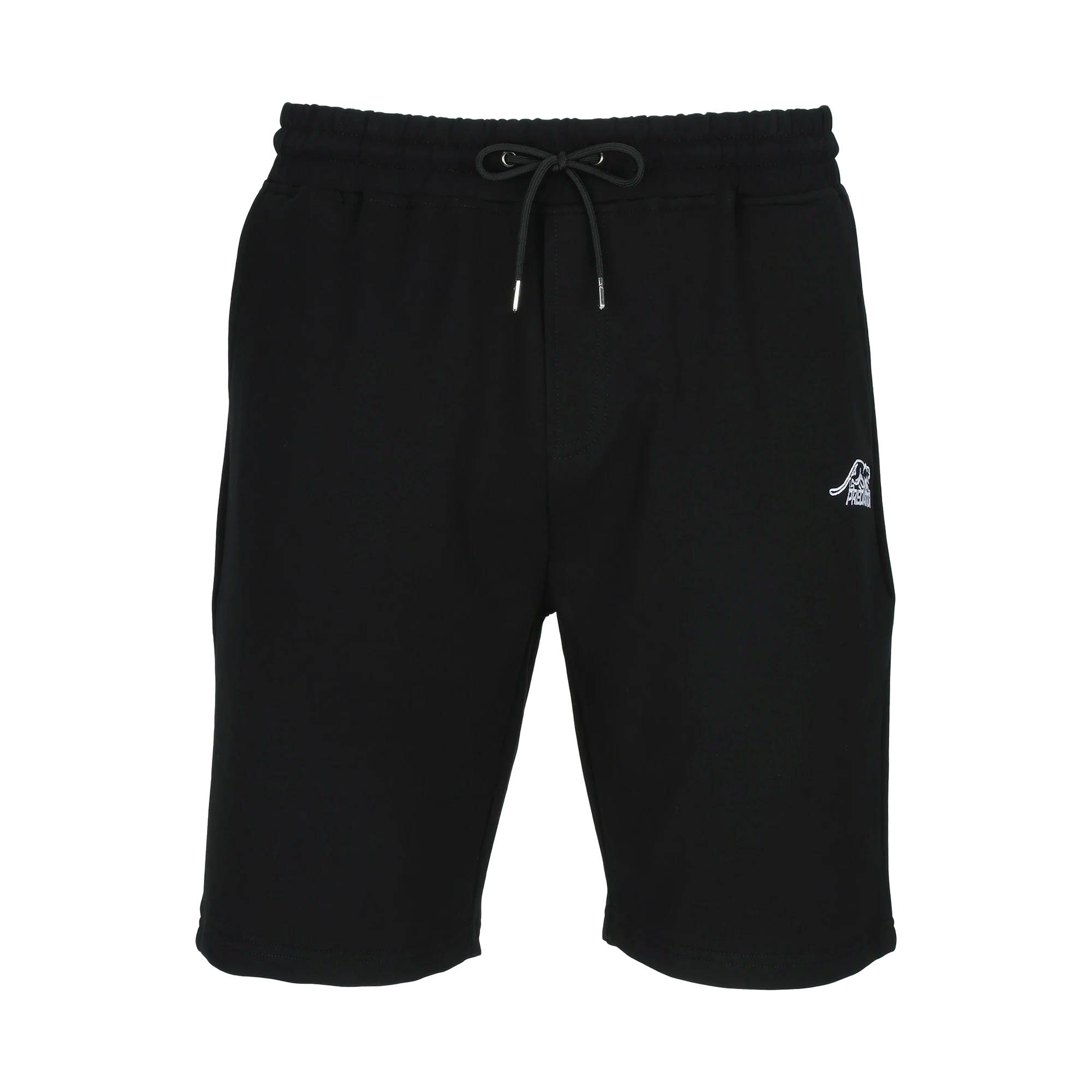 Black drawstring shorts with white Predator logo against a white background.