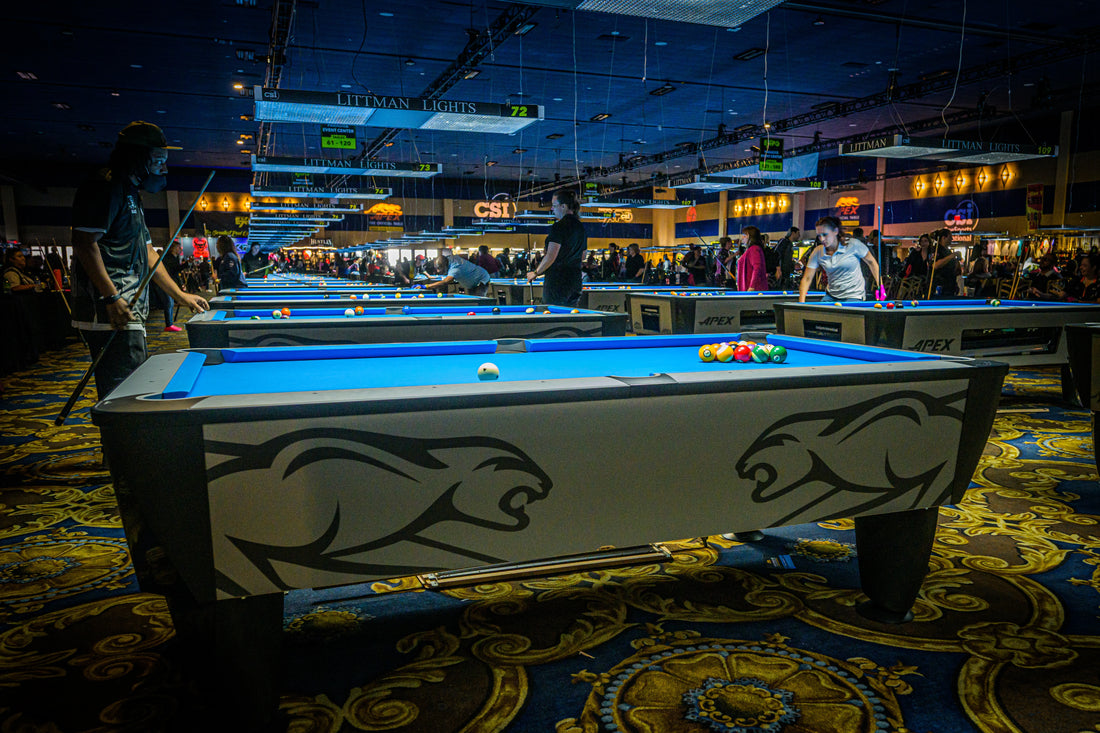 Billiard Tables with Lights and Pool Balls