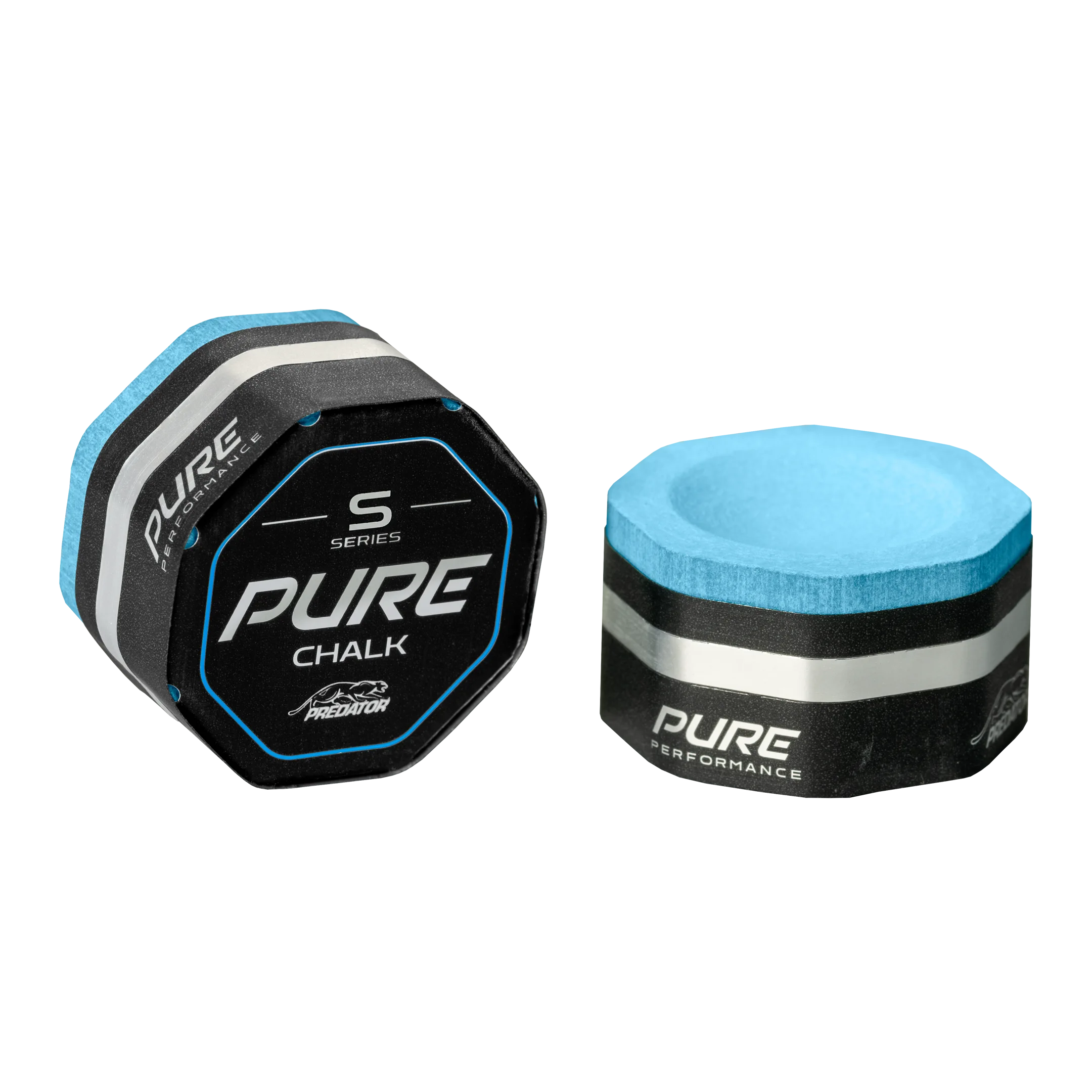 Image of the top and bottom of the Predator Pure chalk image in blue color or Soft hardness