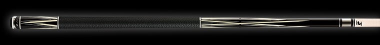 Black retired pool cue with ivory detailing and textured black wrap 