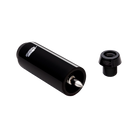 Shiny, cylindrical pool cue extension with black screw-in cue bumper.