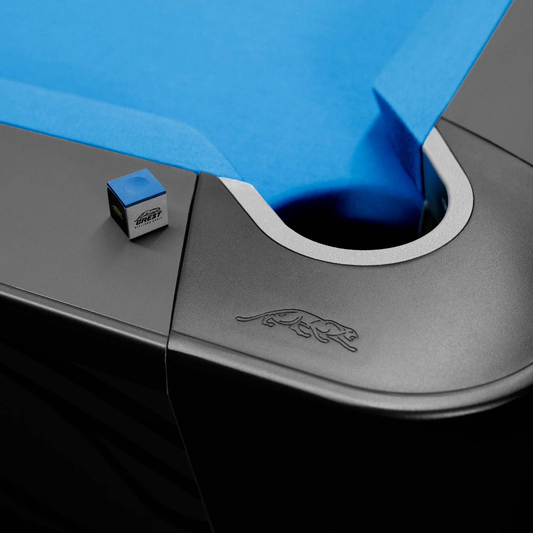 Blue Crest chalk on a billiard table