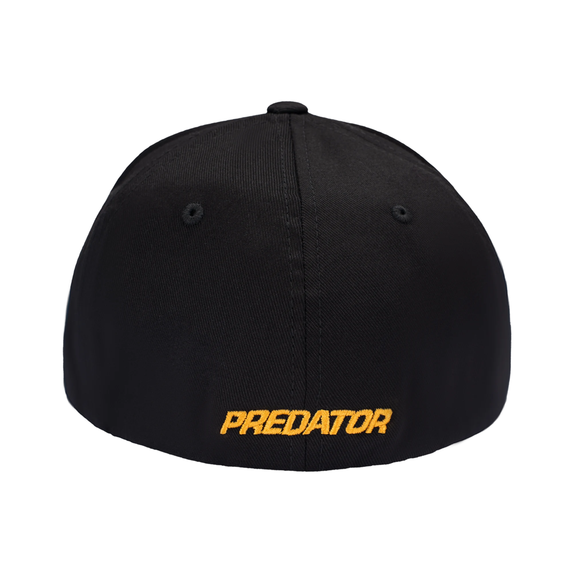 Back view of black ball cap with gold embroidered Predator logo against a white background.