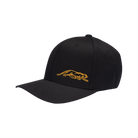 Black baseball cap with gold embroidered panther logo against a white background. 