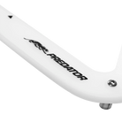 Close-up of a white pool rack with 'Predator' branding on a white background.