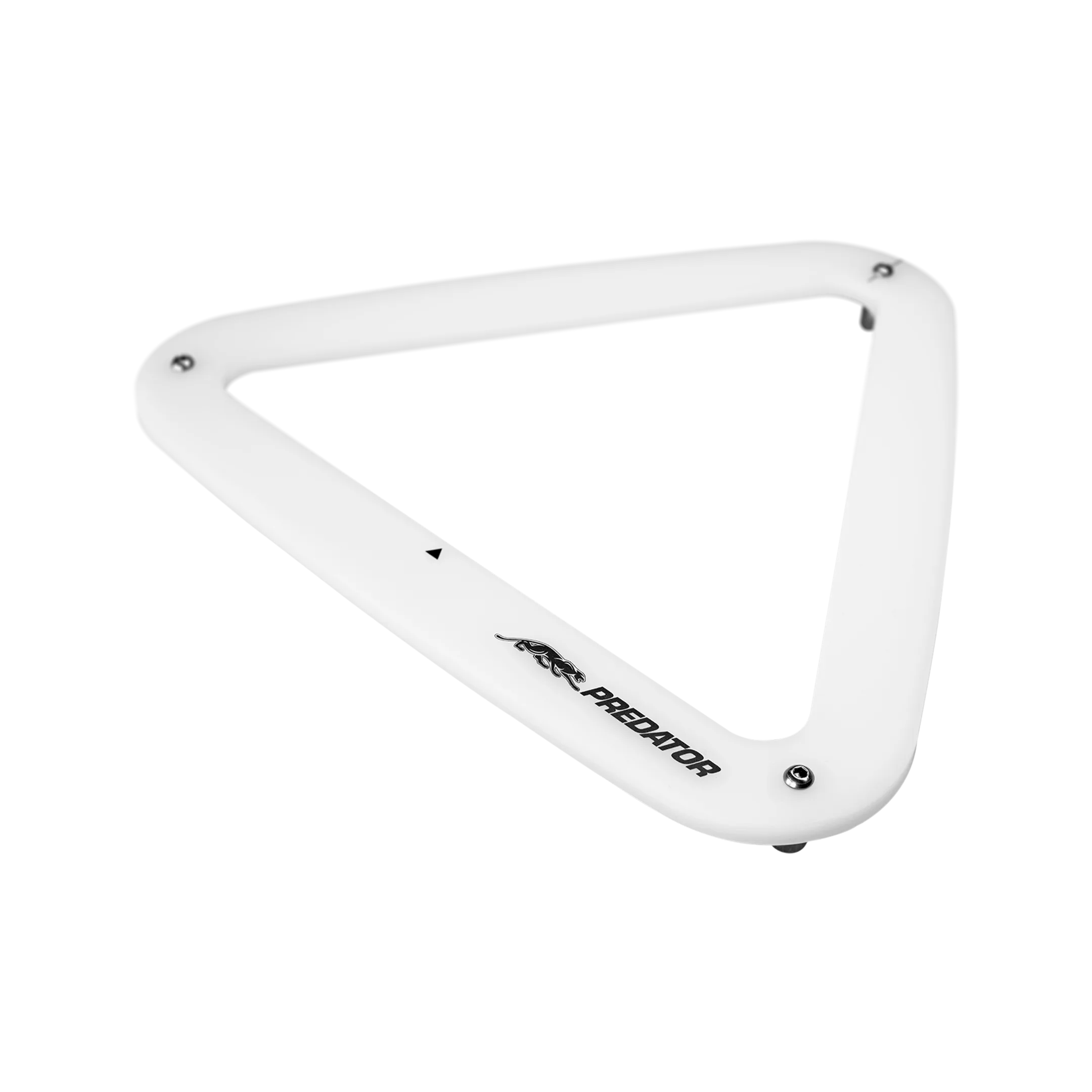 White triangle pool ball rack with 'Predator' branding on a white background.