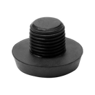 Black threaded pool cue bumper on white background.