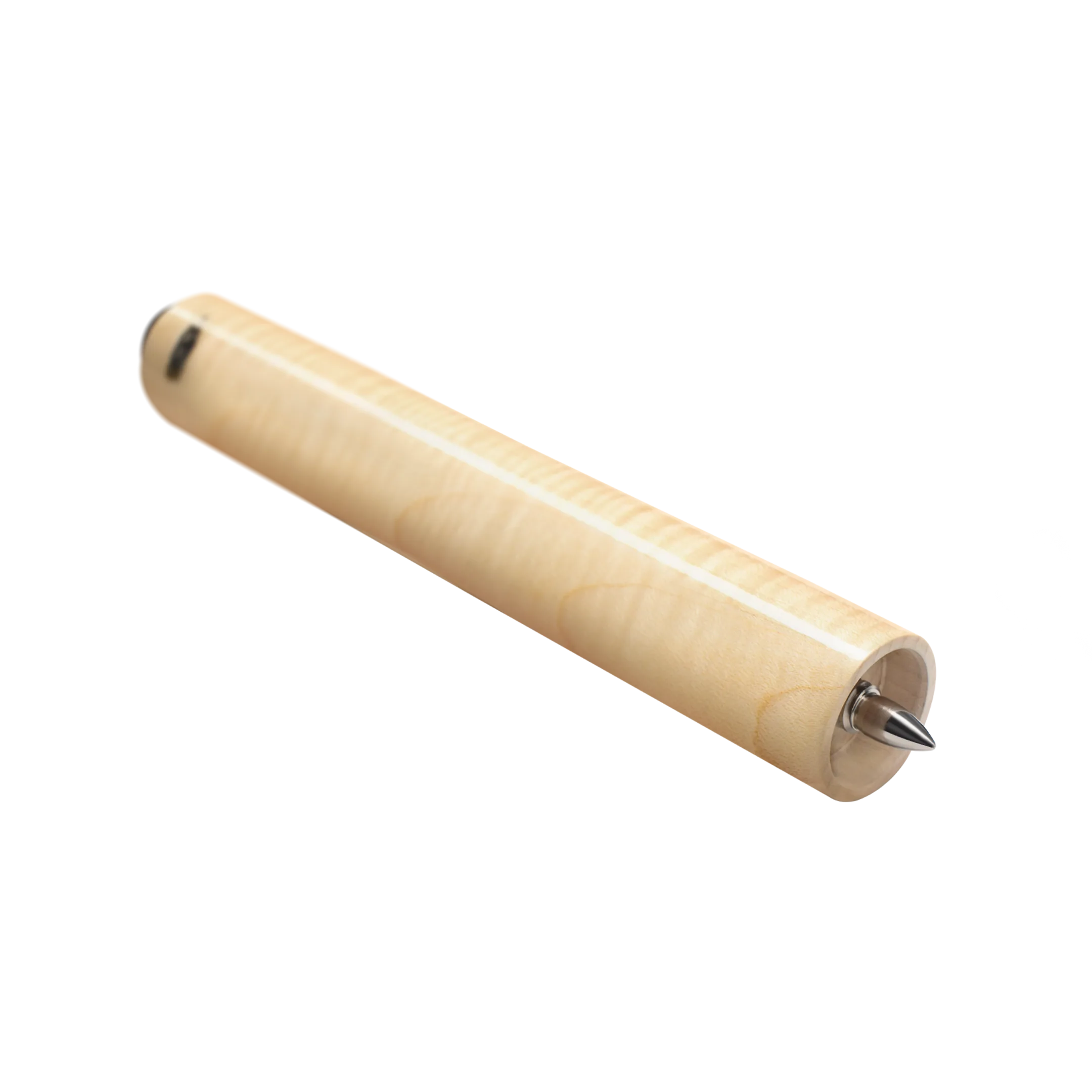 Pale, polished wood cylindrical pool cue extension. 