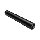 Matte black cylindrical pool cue extension on white background. 