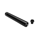 Matte black cylindrical pool cue extension with screw-in black cue bumper.