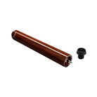 Polished wood cylindrical pool cue extension and black screw-in cue bumper.