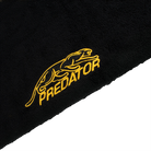 Black towel with yellow 'Predator' logo on a white background.