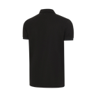 Back view of black polo shirt