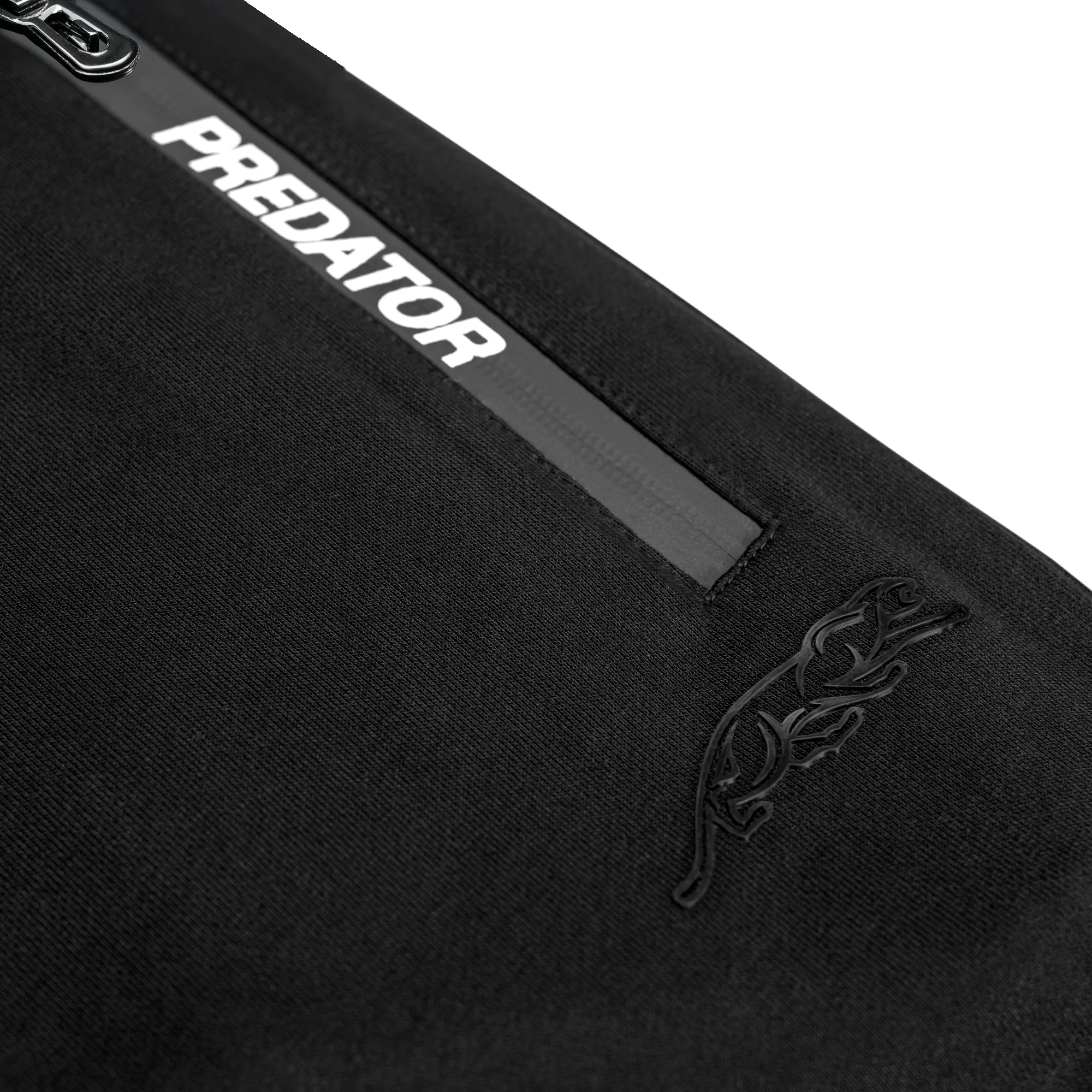 Predator Zip-Up Jacket - Close-up of zipper with 'Predator' text on flap of side pocket