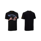 Black t-shirt with a United States flag cat head design