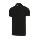 Back view of a black polo shirt