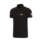 Black polo shirt with gold PREDATOR logo and United States flag on sleeve