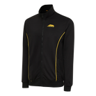 Black zip-up jacket with gold trim and gold Predator logo against a white background.