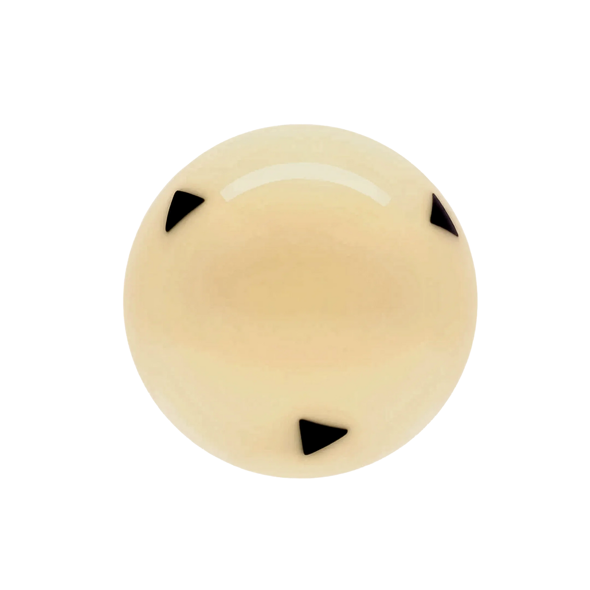 White cue ball with black triangles
