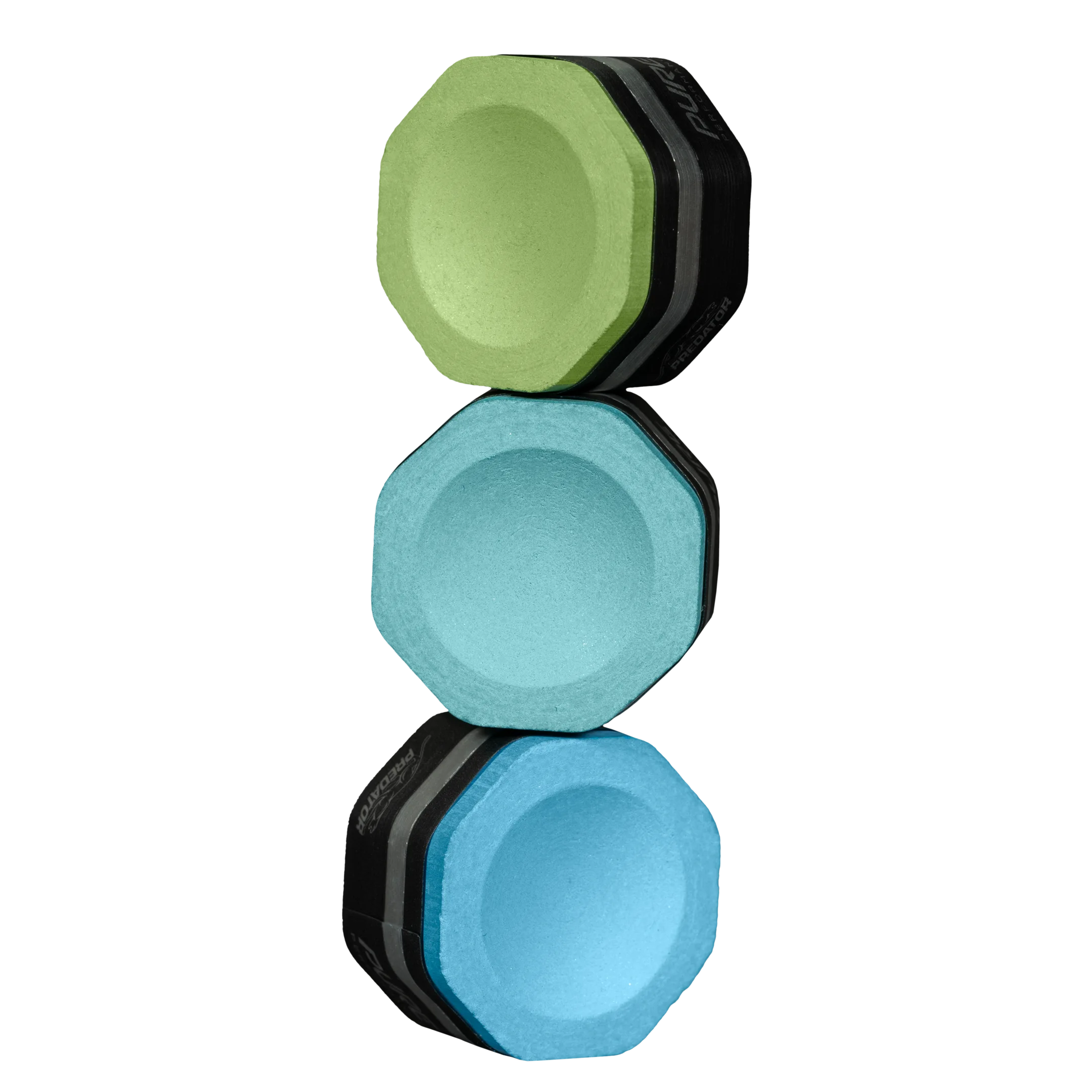 Green, teal, and blue Pure chalk stacked vertically