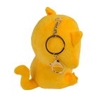 Yellow plush keychain with a metal keyring on a white background.