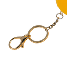 Gold keychain with a lobster clasp on a white background.