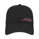Black ball cap with pink embroidered panther logo against a white background.