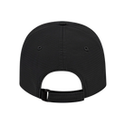 Back view of black ball cap against a white background.