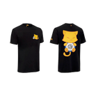 Black t-shirt with a yellow junior cat design