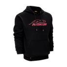 Black hoodie with pink Predator logo against a white background.