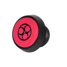Round, red and black Poison bumper on white background. 