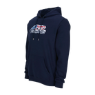Navy blue hoodie with United States flag Predator logo against a white background.