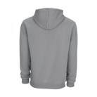 Grey hooded sweatshirt against a white background. 