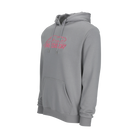 Grey hoodie with pink embroidered Predator logo against a white background.