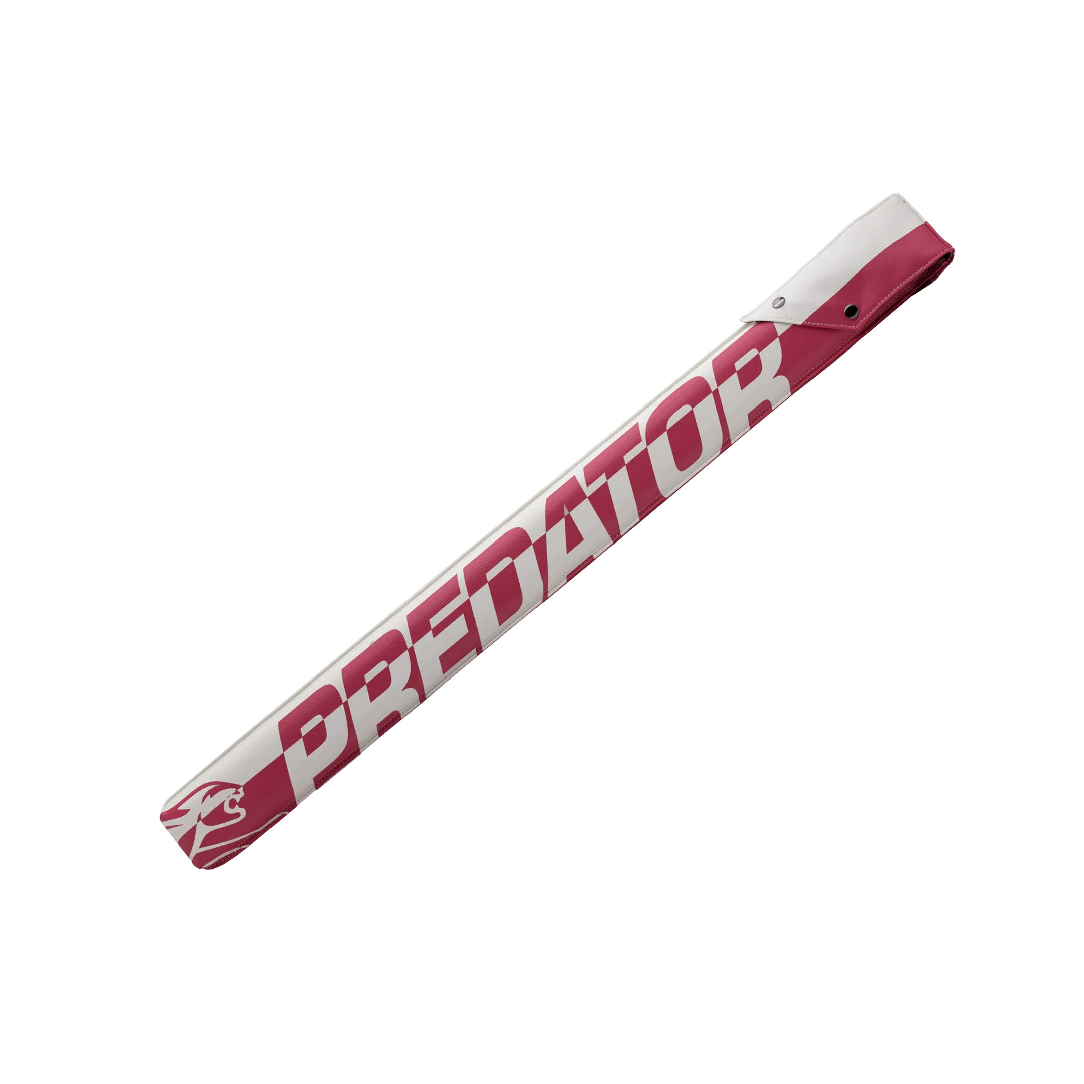 Front of Predator Hard Pool Cue Case - White Pink - 1 Butt x 1 Shaft at 30 degree angle