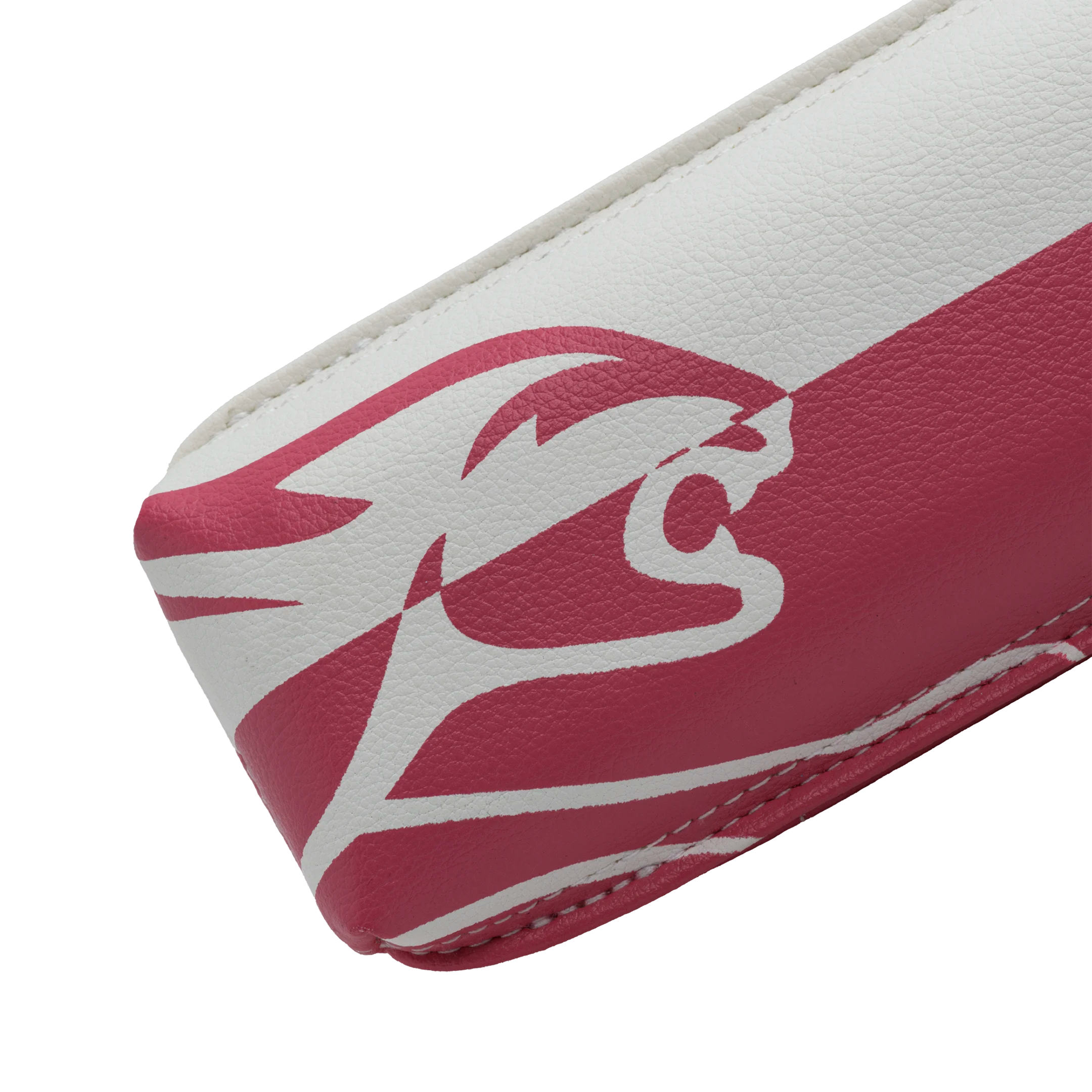 Close up of cat logo of Predator Hard Pool Cue Case - White Pink - 1 Butt x 1 Shaft