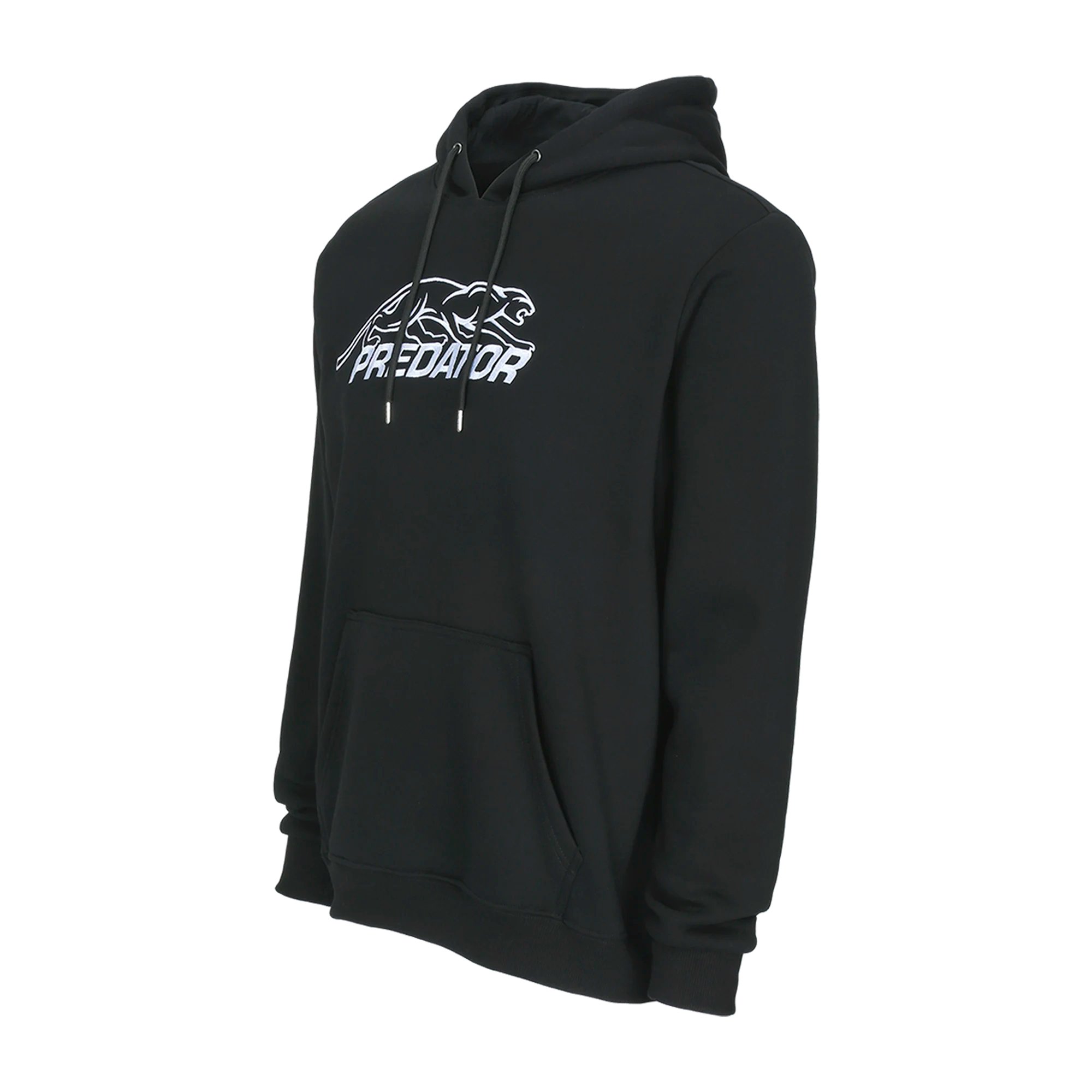 Black hoodie with white Predator logo against a white background.