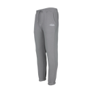 Grey drawstring jogging pants with white Predator logo against a white background.
